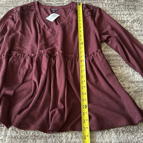 NWT Torrid Knit V-Neck Lace Inset Long Sleeve Babydoll Purple 1X - Picture 6 of 9
